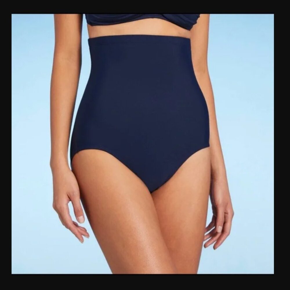Kona Sol Ultra High Waist Bikini Bottoms with Tummy Control - Black - Large